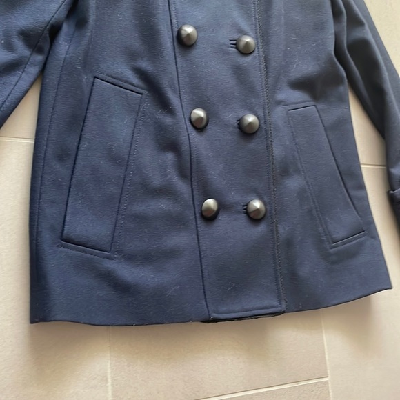French Connection wool navy coat/jacket with black piping - Picture 5 of 17
